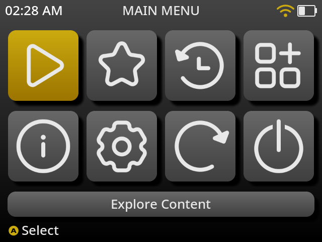 The MustardOS main menu